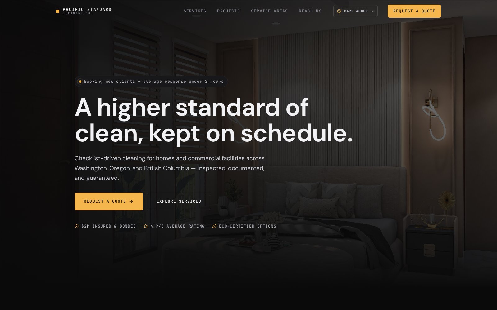 Pacific Standard Cleaning Co. website preview