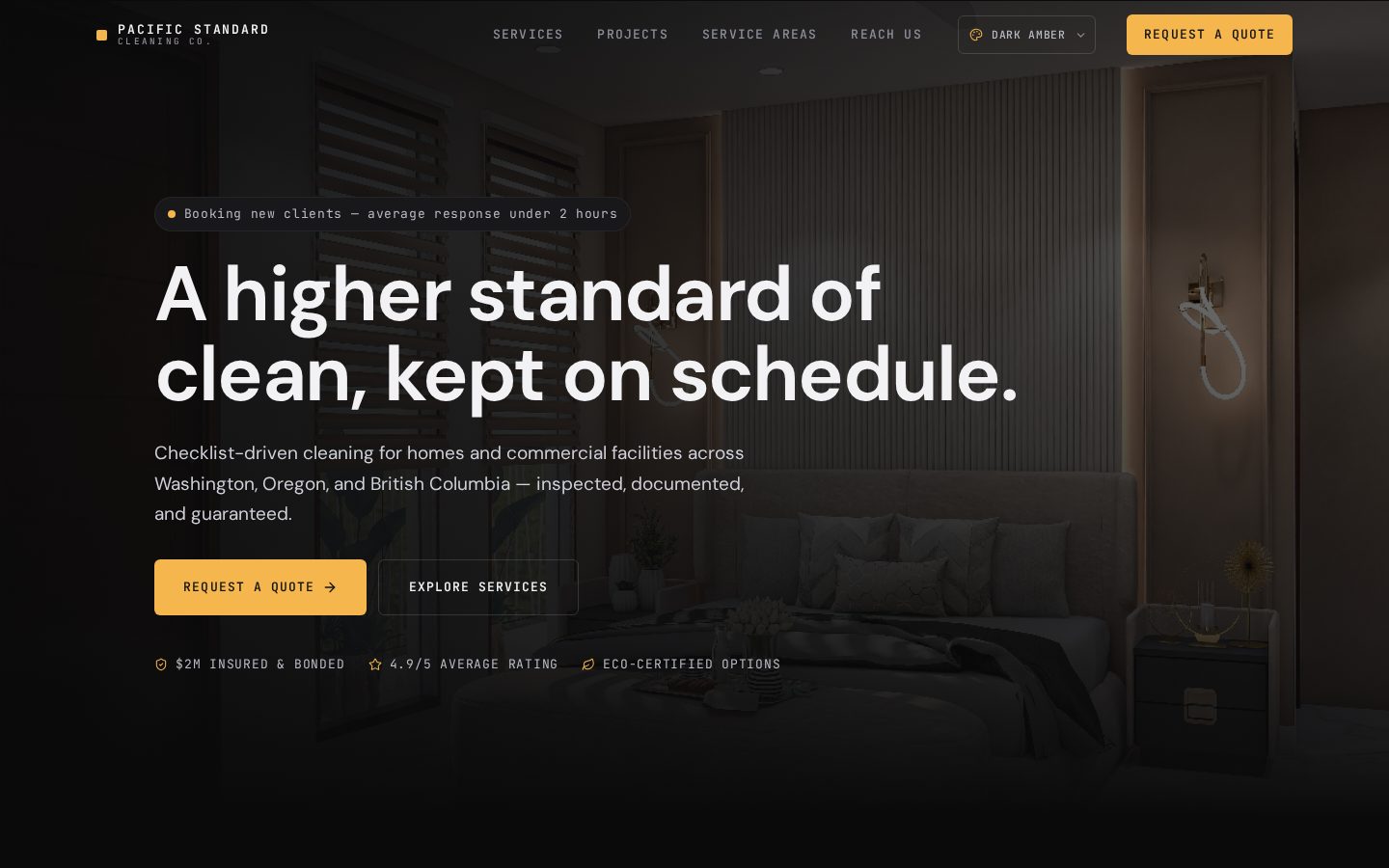 Pacific Standard Cleaning Co. website preview