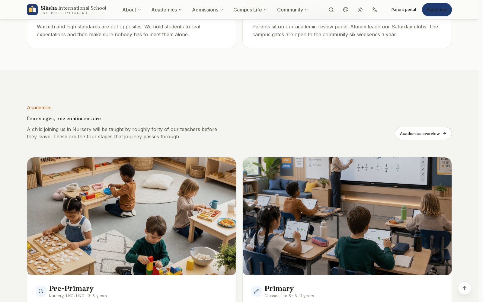 Siksha International School website preview