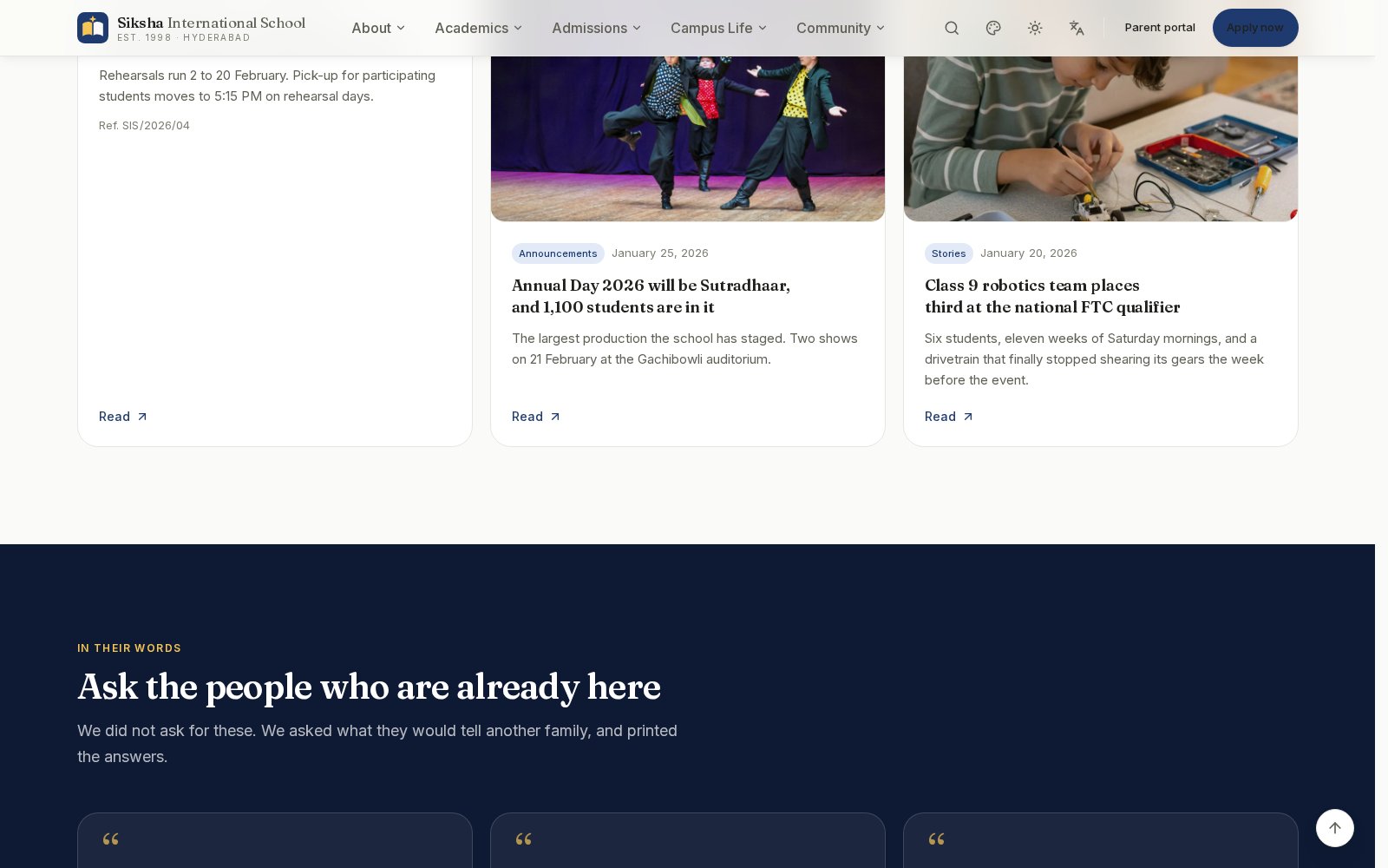 Siksha International School website preview