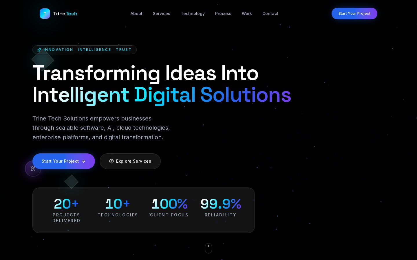 Trine Tech Solutions website preview