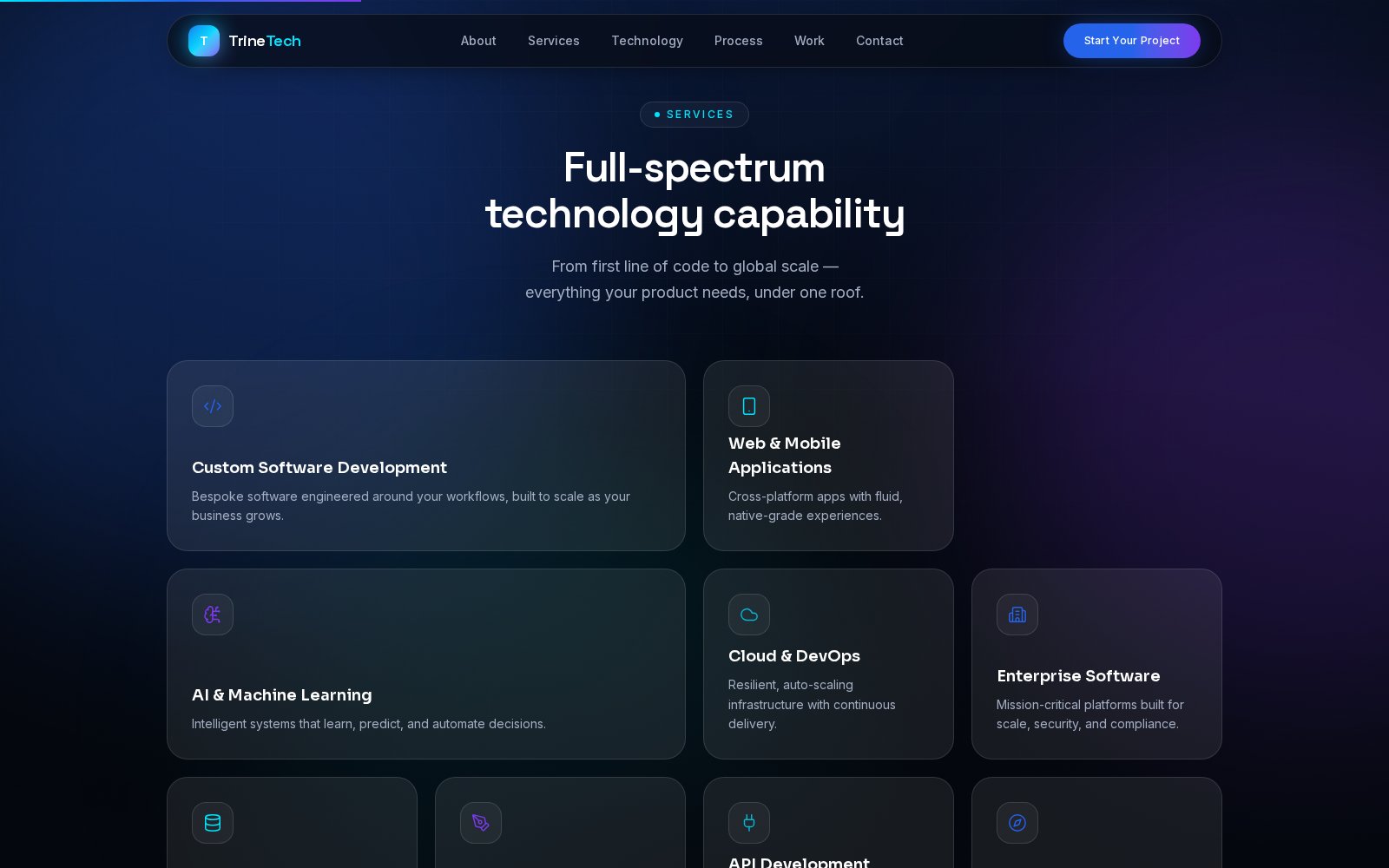 Trine Tech Solutions website preview