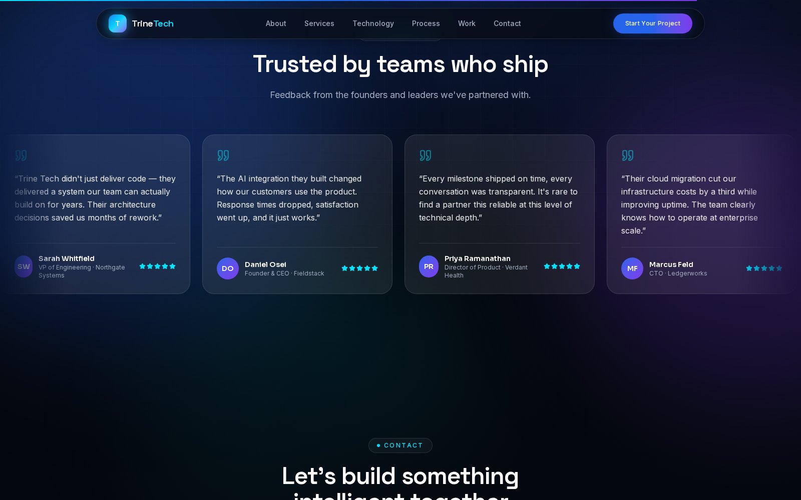 Trine Tech Solutions website preview